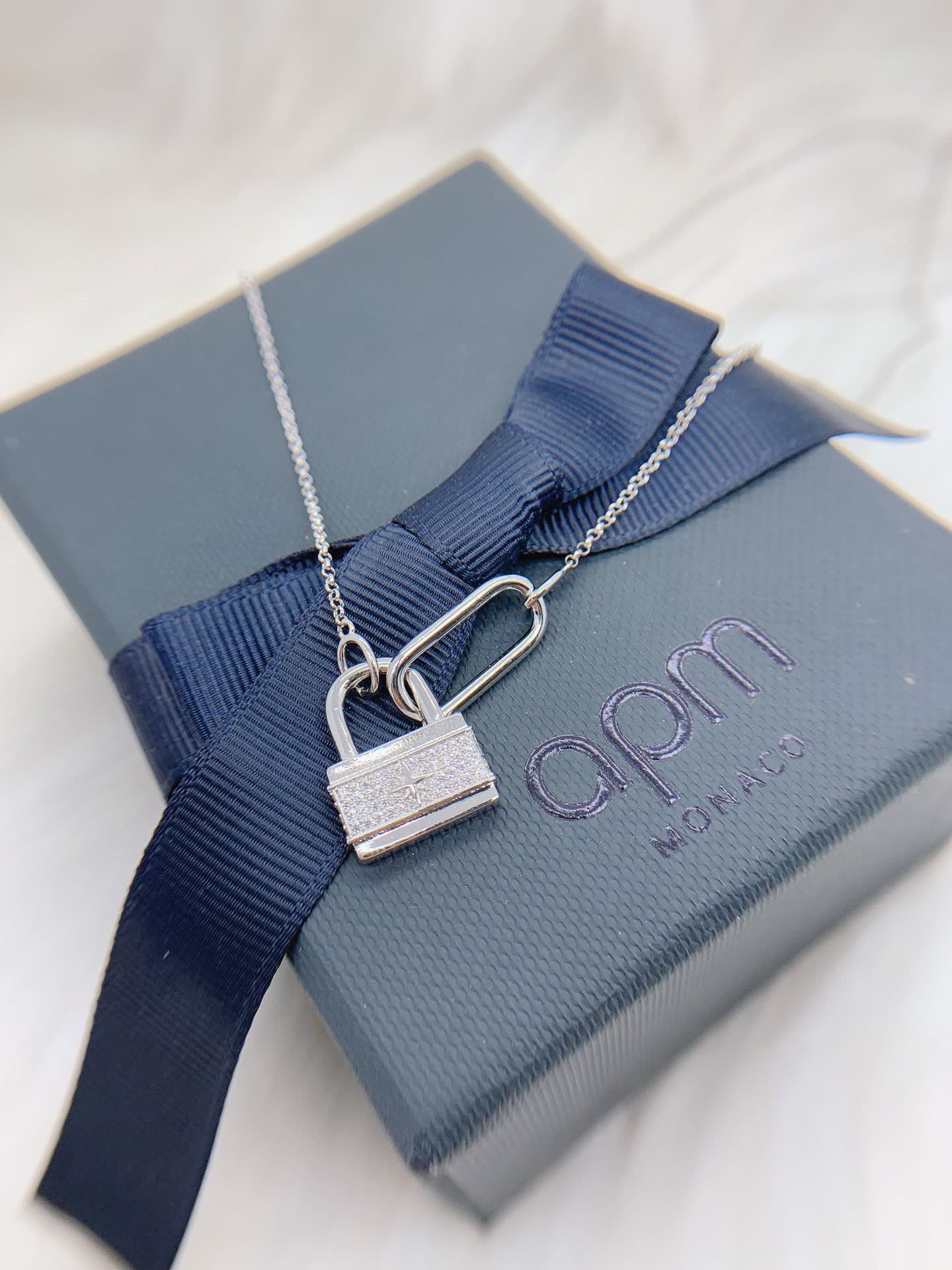 APM Monaco Monaco Silver Lock Pendant Necklace